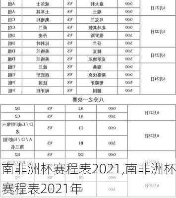 南非洲杯赛程表2021,南非洲杯赛程表2021年